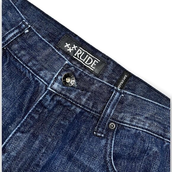 XXX Rude Slim Straight Designer Denim Jeans - Mens 34 x 32 - Picture 3 of 4